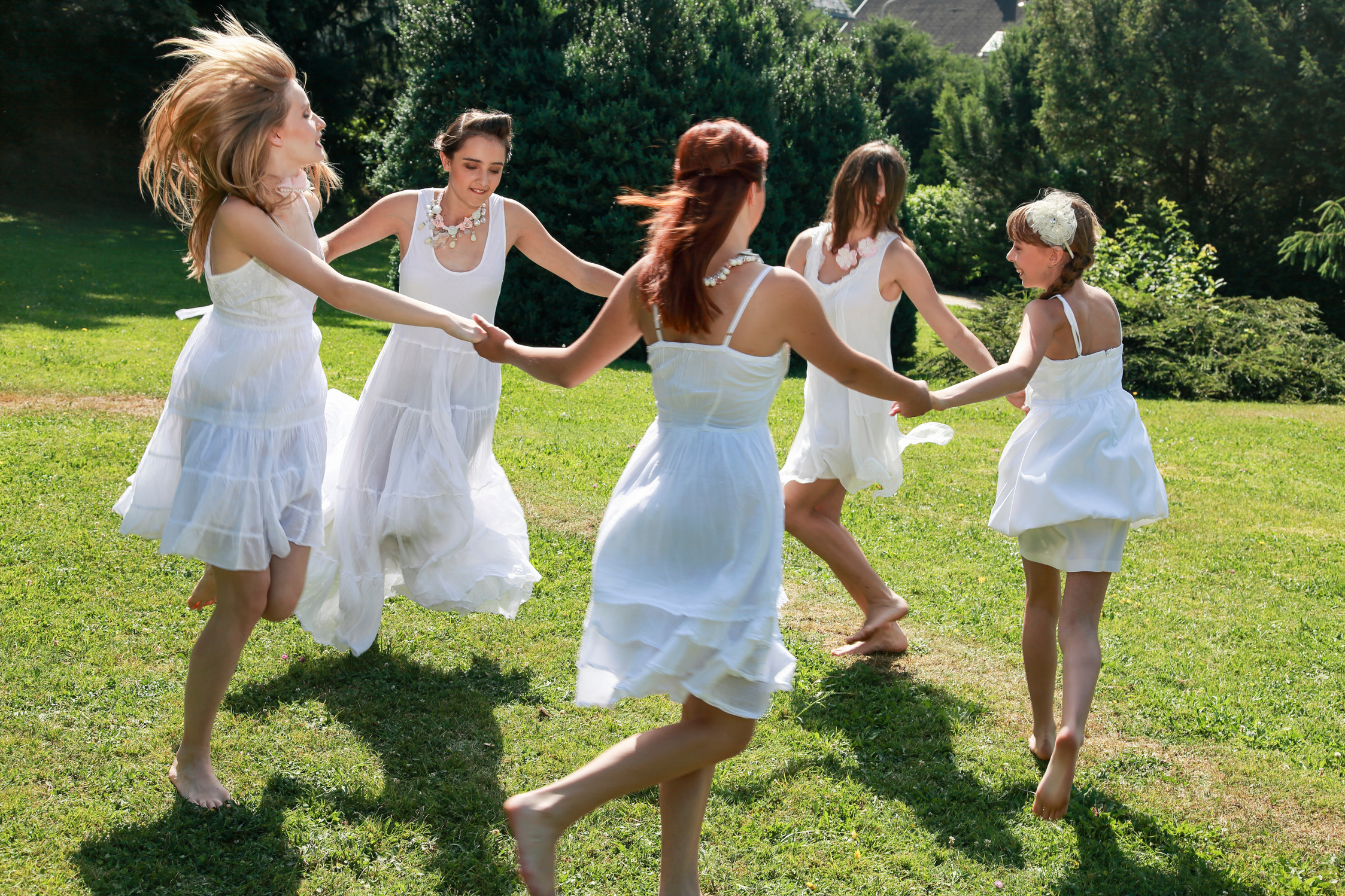 Free young women in a circle
